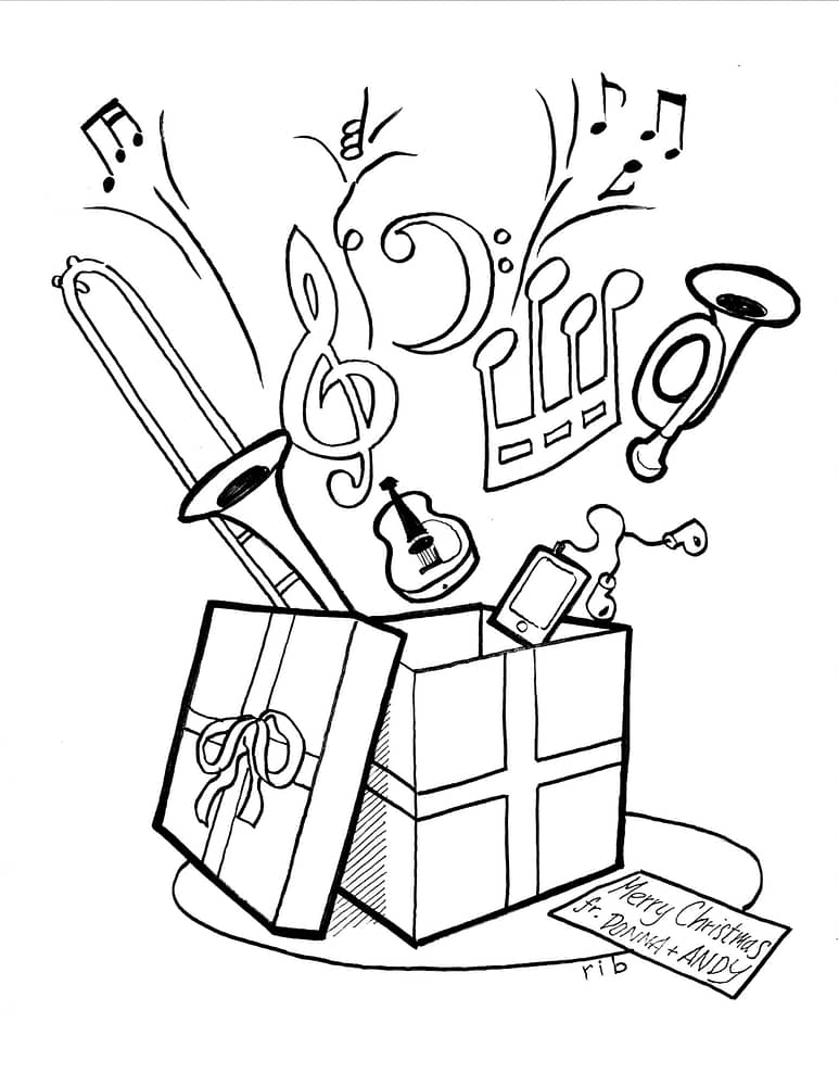 Christmas Gift - coloring page - from Donna & Andy