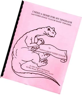 Original songbook cover - I Need a Home for My Dinosaur (copyright 1995)
