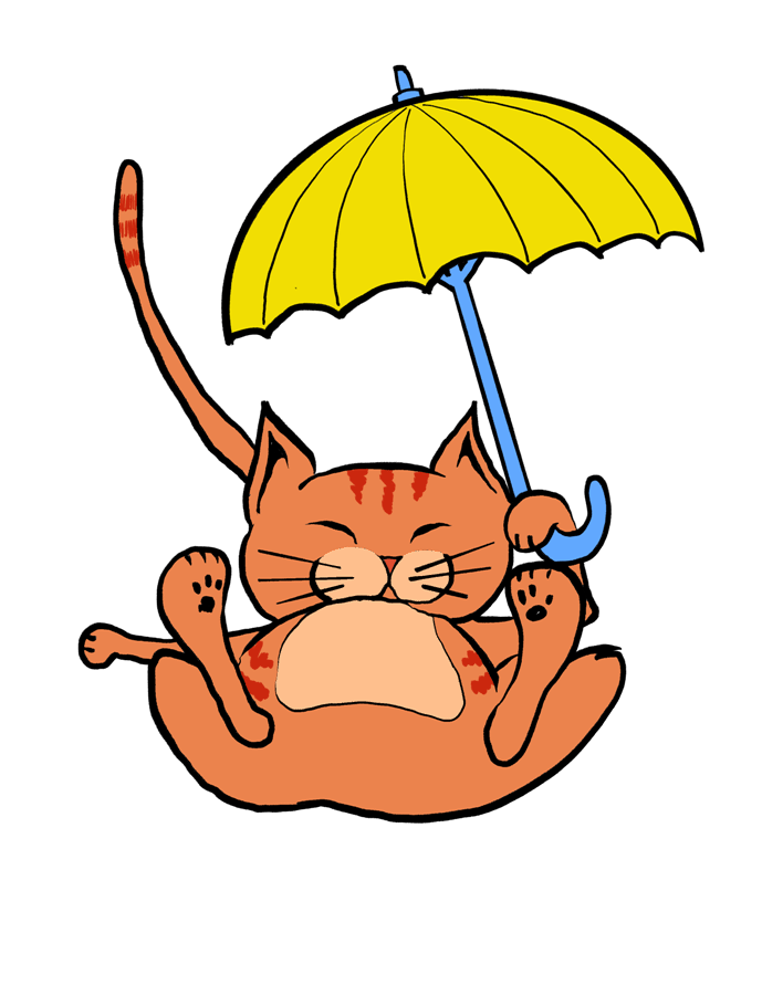 Cat - yellow umbrella