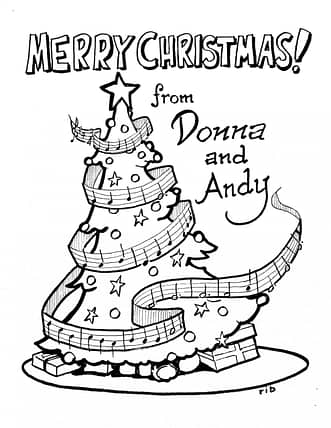 Christmas Tree - coloring page - from Donna & Andy